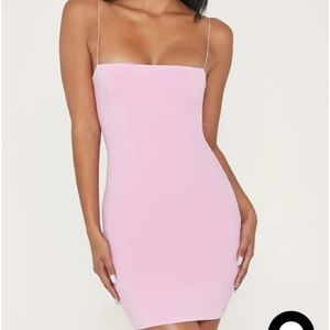 Baby pink meshki mia thinstrap bodycon dress